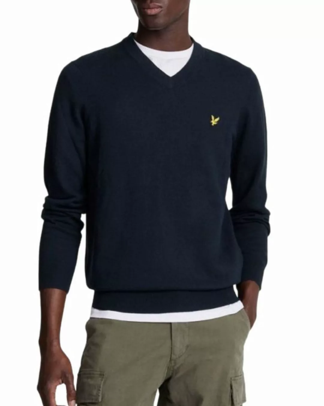 Lyle & Scott V-Ausschnitt-Pullover V-Ausschnitt, Gerippte Bündchen günstig online kaufen