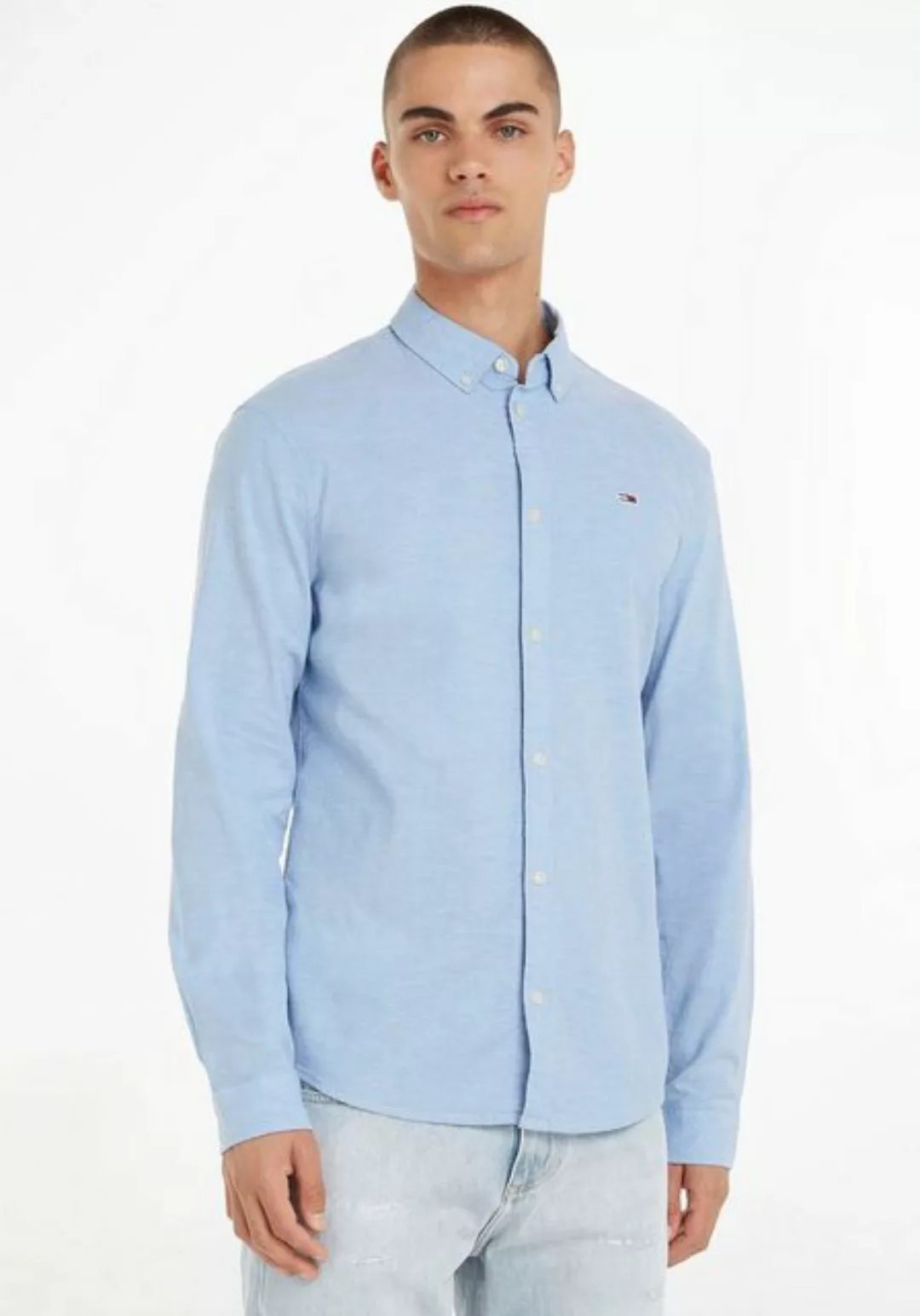 Tommy Jeans Langarmhemd "TJM Slim Stretch Oxford Shirt", mit Flaglabel auf günstig online kaufen