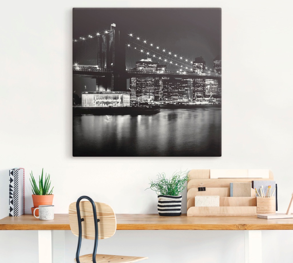 Artland Wandbild »NYC Brooklyn Bridge bei Nacht«, Amerika, (1 St.), als Lei günstig online kaufen