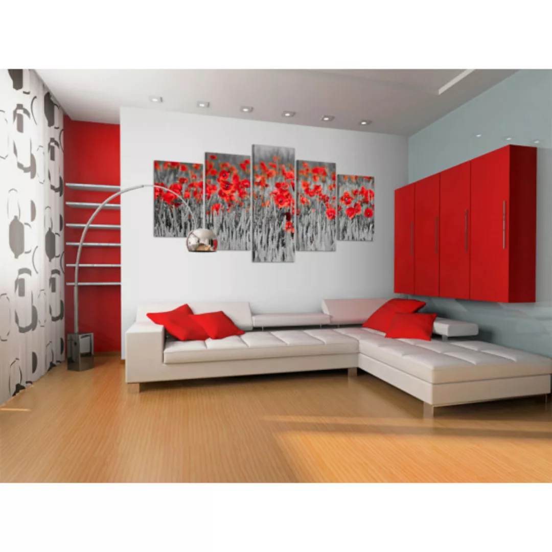 Wandbild Roter Klatschmohn am schwarz-weißen Hintergrund XXL günstig online kaufen