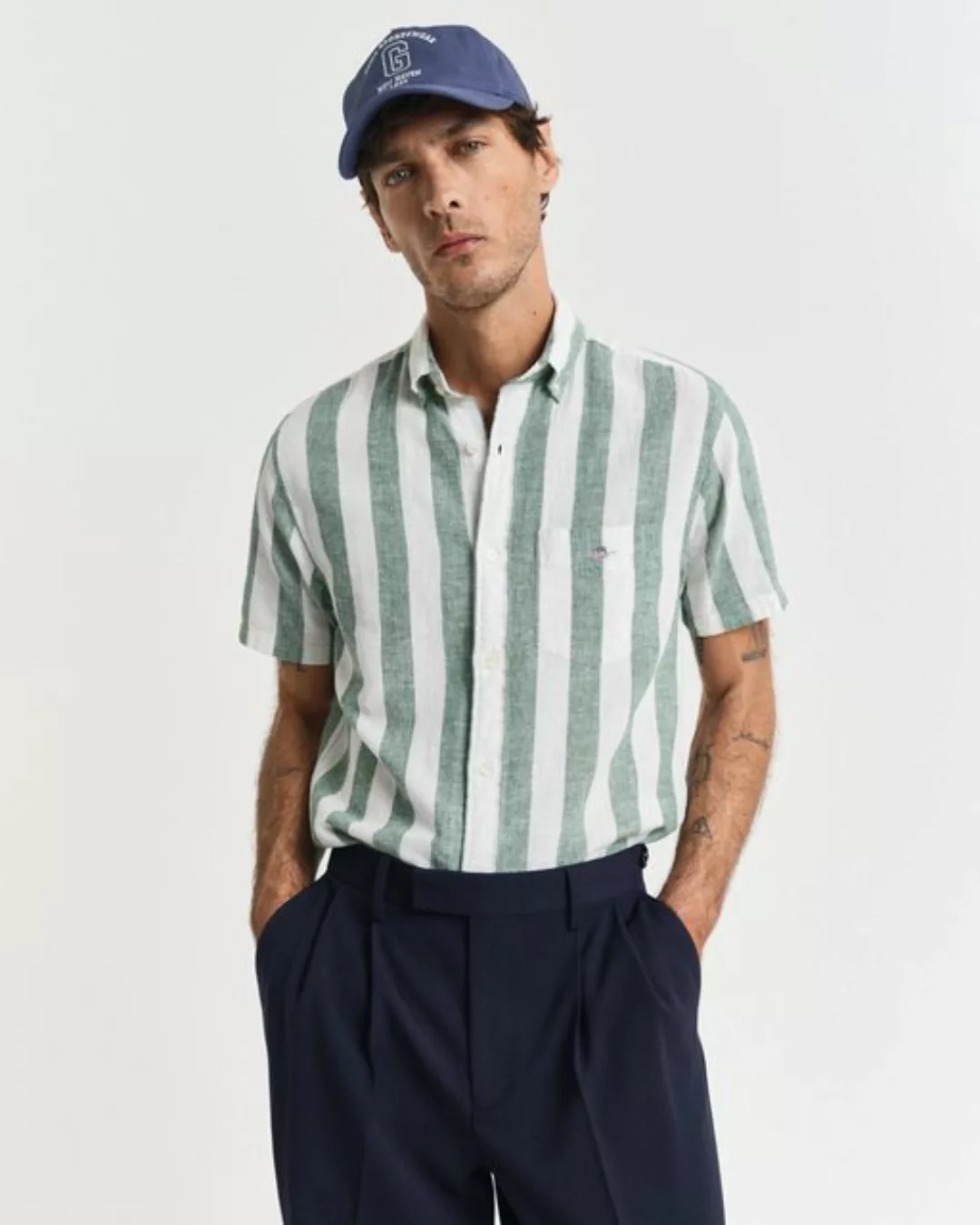 Gant Kurzarmhemd REG COTTON LINEN STRIPE SS SHIRT günstig online kaufen