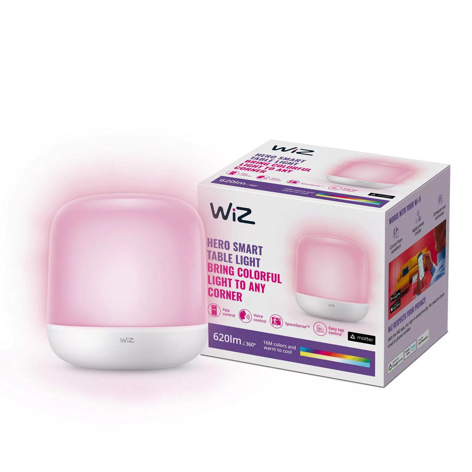 WiZ Hero LED-Tischleuchte RGBW, portabel günstig online kaufen