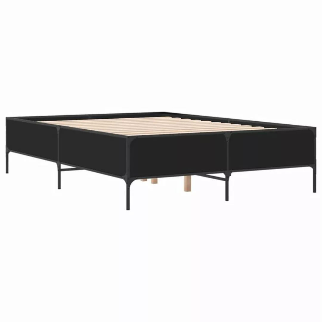 vidaXL Bett Bettgestell Schwarz 140x200 cm Holzwerkstoff und Metall günstig online kaufen