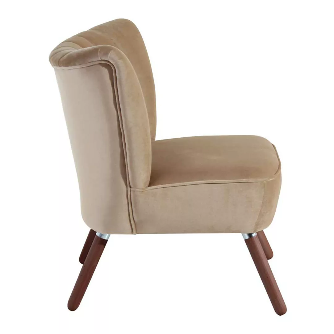 Schlafzimmersessel Retro in Beige und Nussbaumfarben 70 cm breit günstig online kaufen