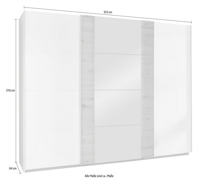 Wimex Schwebetürenschrank Bern (3 Türen, Einlegeböden, Kleiderstangen, Spie günstig online kaufen