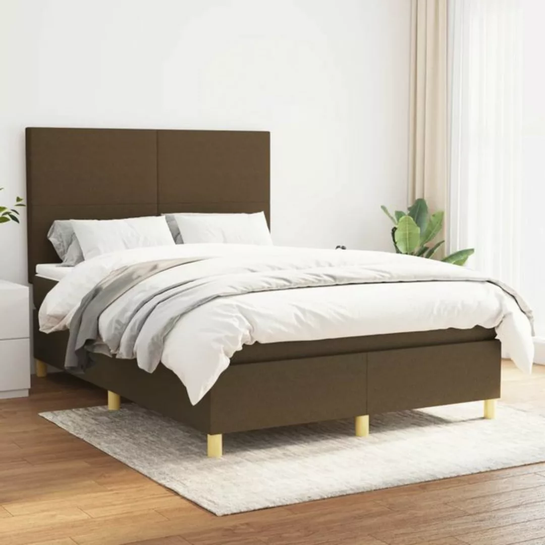 vidaXL Boxspringbett Boxspringbett mit Matratze Taupe 140x200 cm Stoff Bett günstig online kaufen