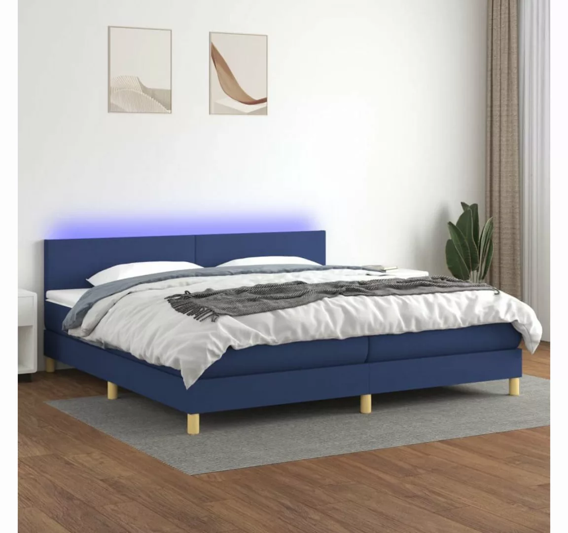 vidaXL Boxspringbett Boxspringbett mit Matratze LED Blau 200x200 cm Stoff B günstig online kaufen