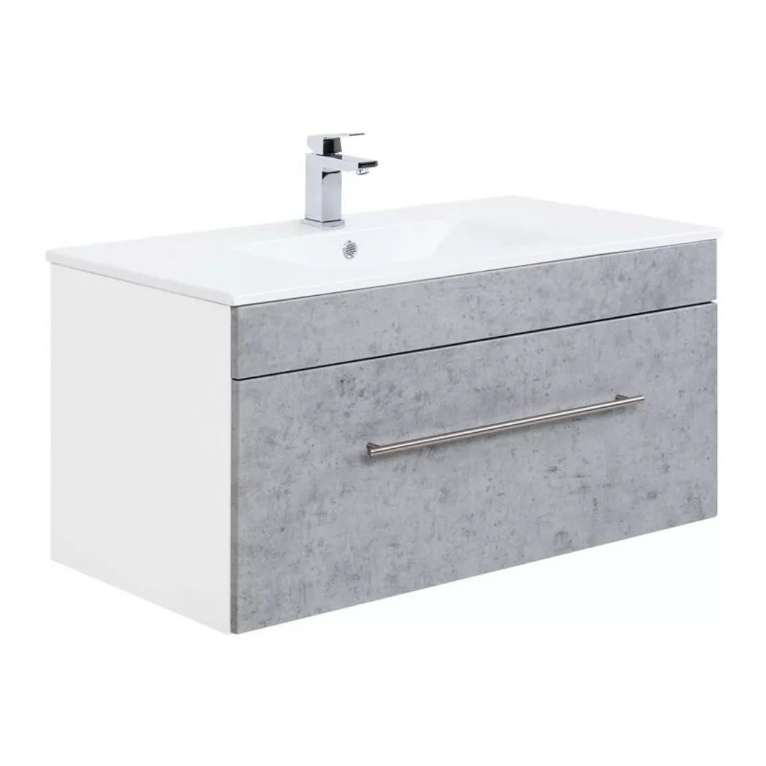 Badezimmer Mineralguss Waschtisch mit Unterschrank LAGOS-02 100cm Beton Nb. günstig online kaufen