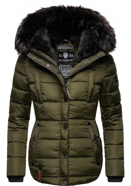 Marikoo Steppjacke Lotusblüte hochwertige Winter Jacke mit edler Kunstpelz günstig online kaufen