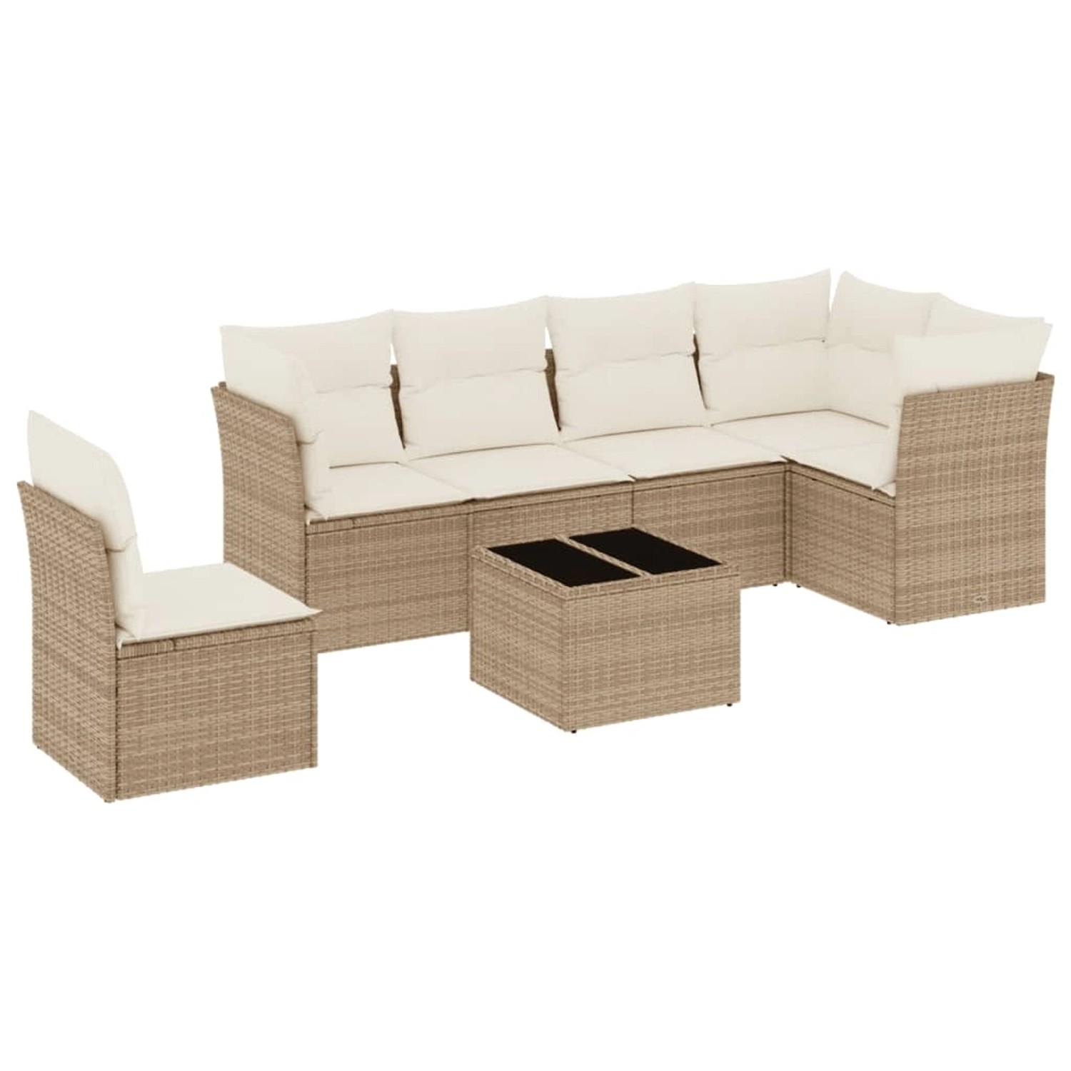 vidaXL 7-Tlg Garten-Sofagarnitur mit Kissen Beige Poly Rattan 3249547 günstig online kaufen