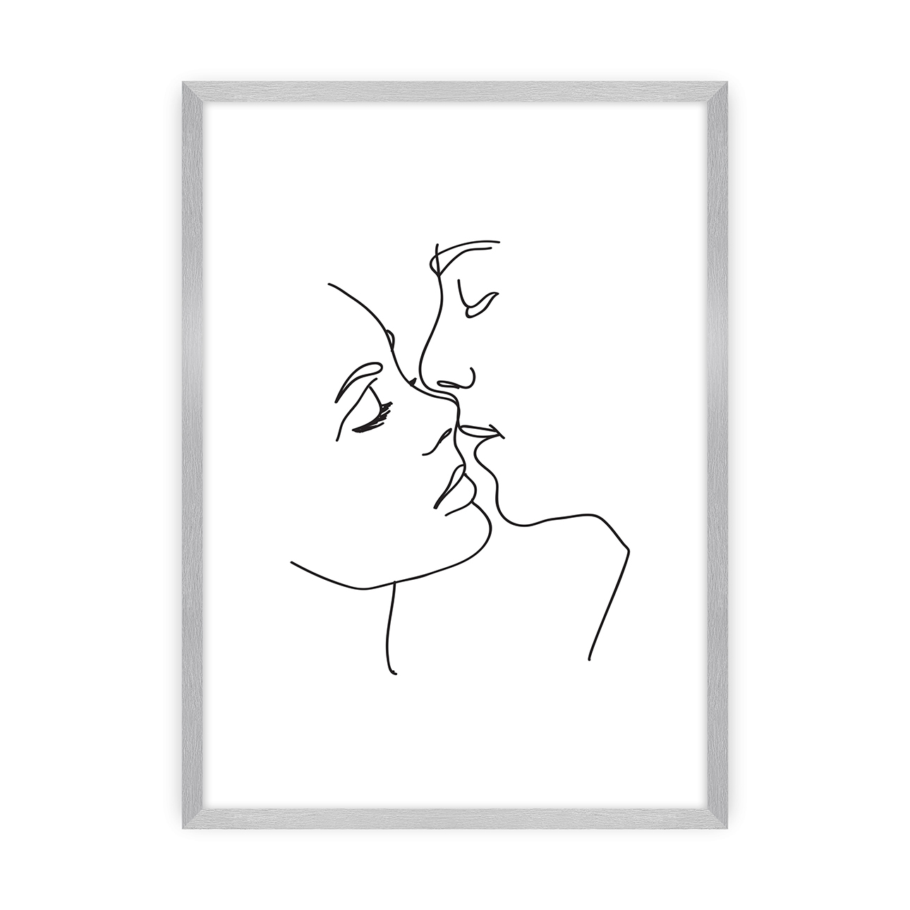 Poster Kiss Line, 21 x 30 cm, Rahmen wählen: Srebrna günstig online kaufen