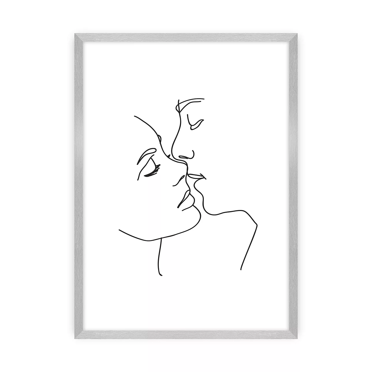 Poster Kiss Line, 30 x 40 cm, Rahmen wählen: Srebrna günstig online kaufen