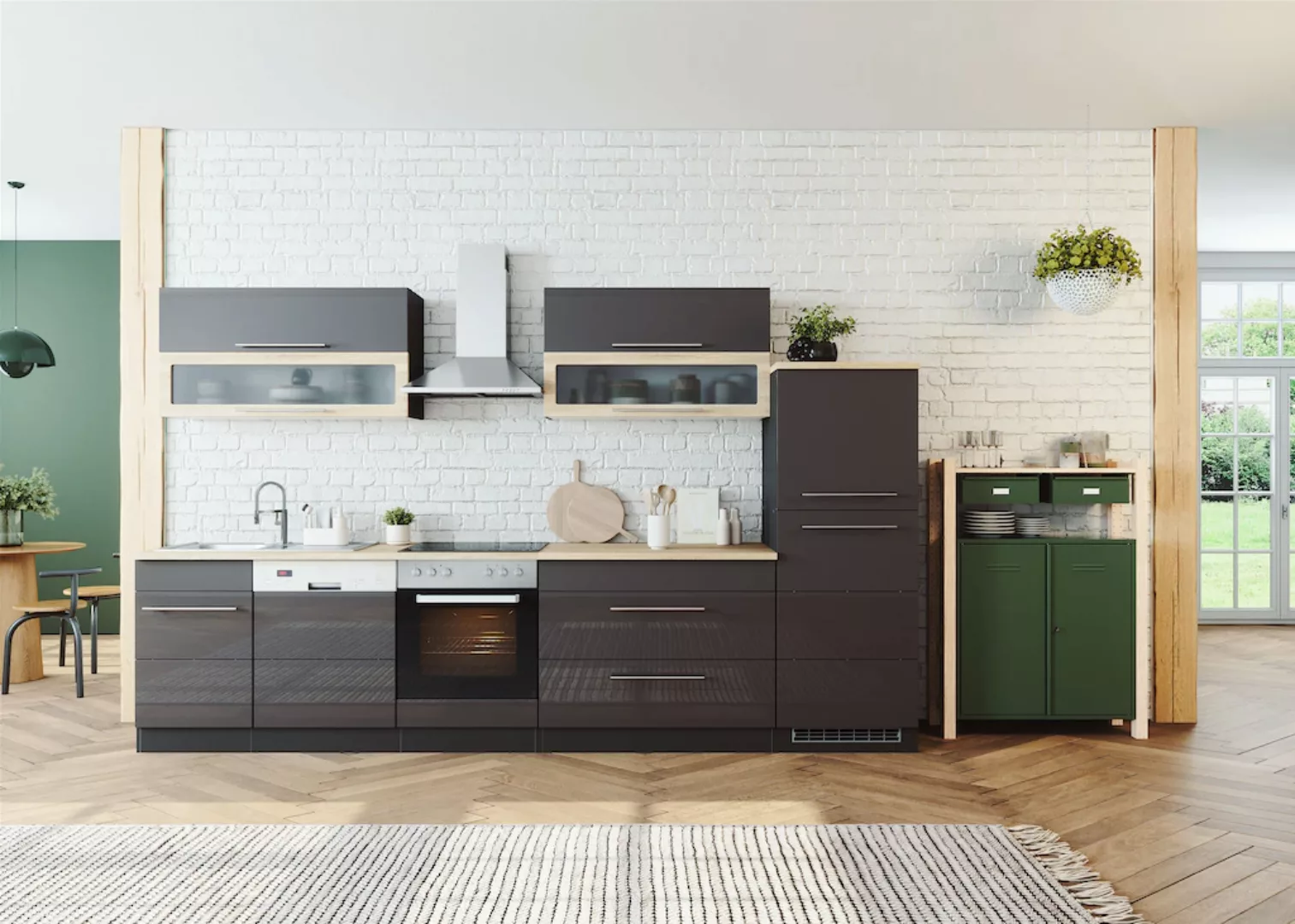 Kochstation Küche »KS-Wien«, Breite 330 cm, wahlweise mit E-Geräten günstig online kaufen