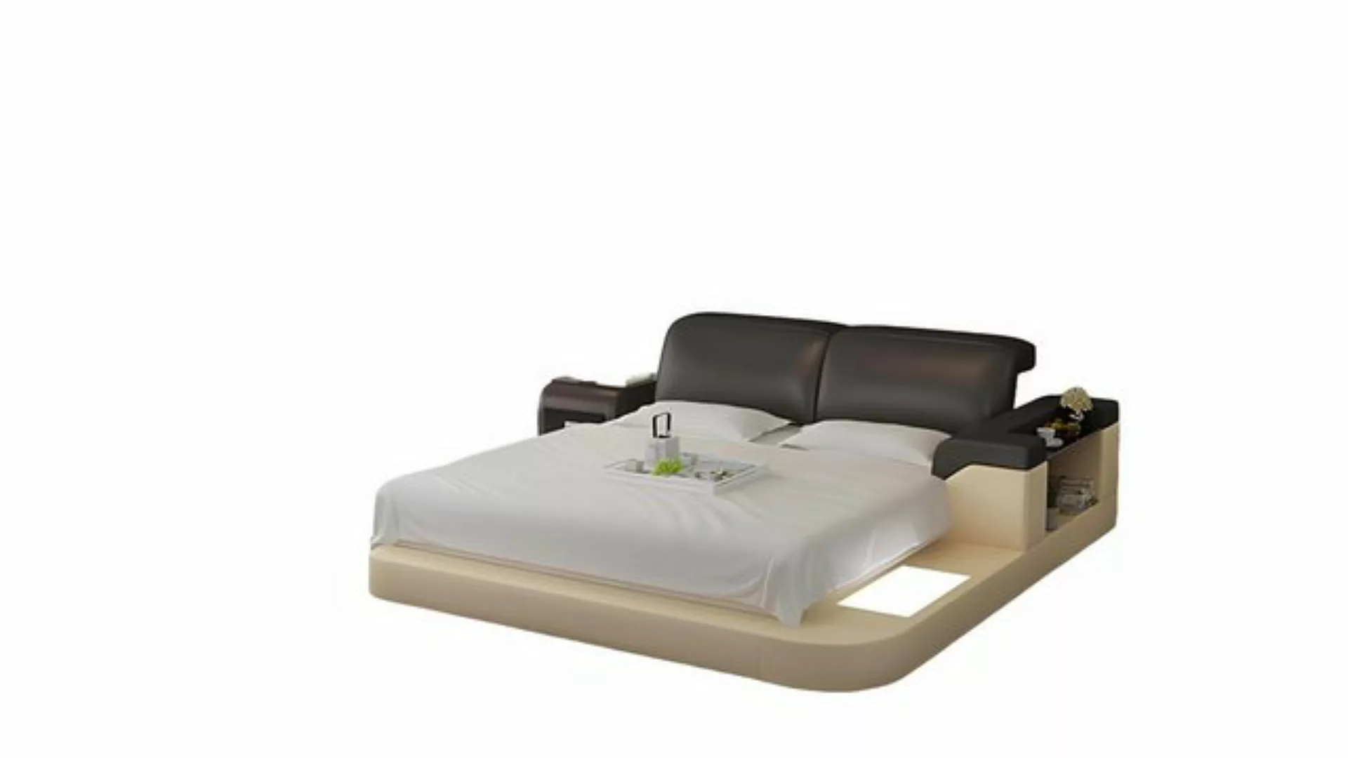 JVmoebel Bett Luxus Bett +Beleuchtung Lederbett Betten Sofa Big Ehe Polster günstig online kaufen