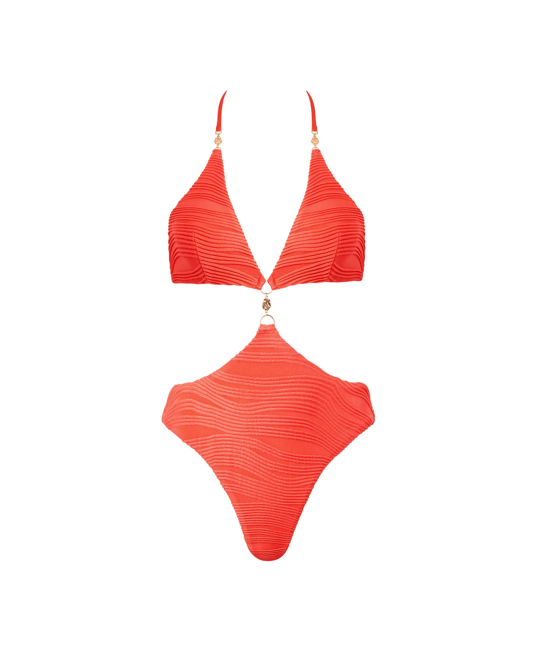 Bluebella Orta Plunge Cut-out Badeanzug Korallenrot günstig online kaufen