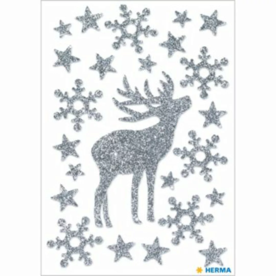 "Sticker Weihnachten MAGIC ""Hirsch"" silber, beglimmert Weihnachtsbaumschm günstig online kaufen