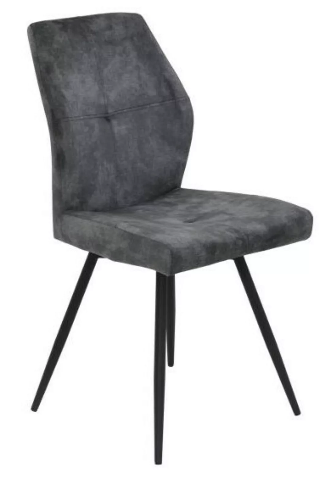 Polsterstuhl drehbar 1 Stück Metallgestell Schwarz / Velvet Vintage Anthraz günstig online kaufen