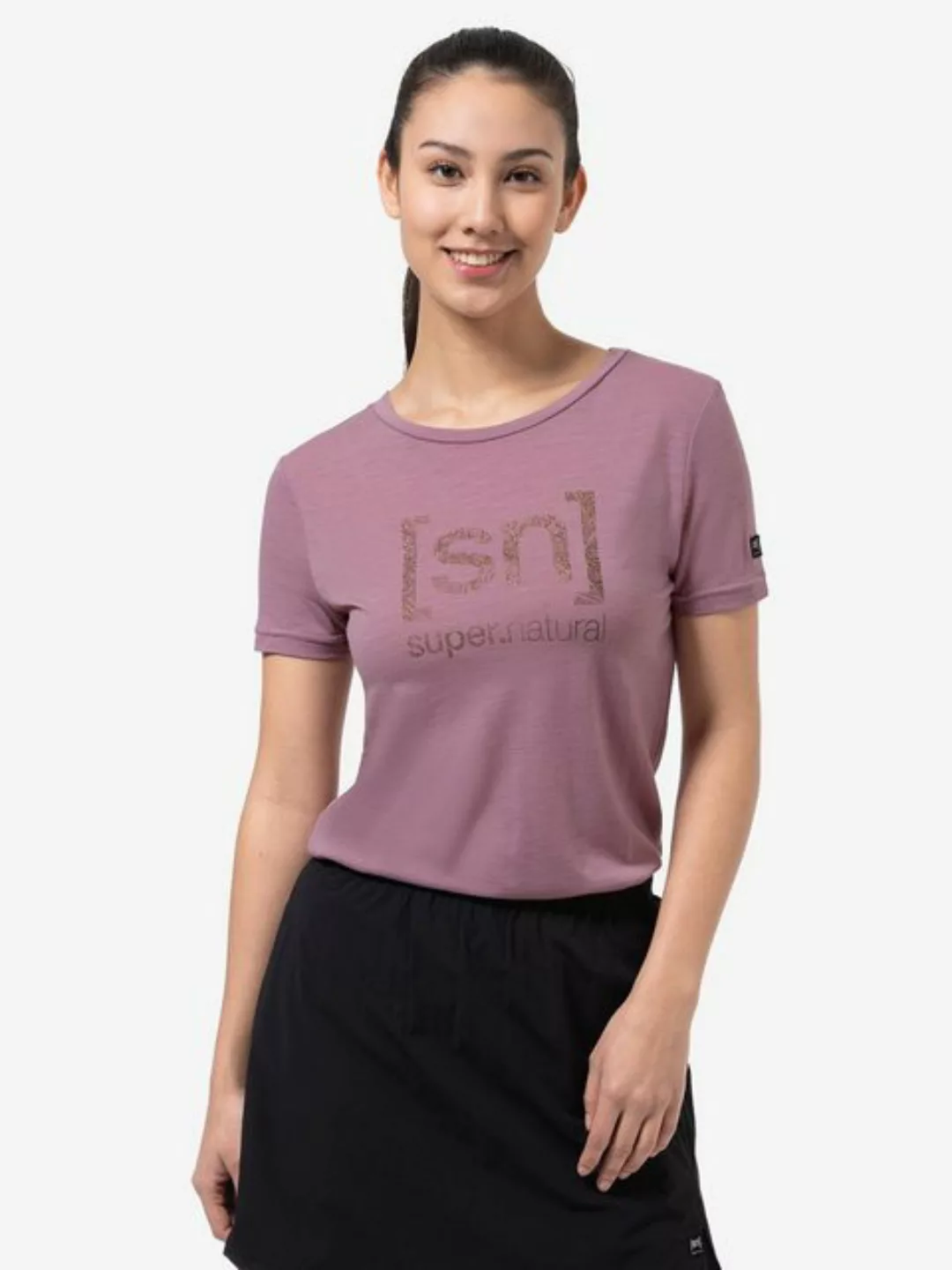 SUPER.NATURAL T-Shirt für Damen, Merino ARABESQUE Muster Print, casual günstig online kaufen