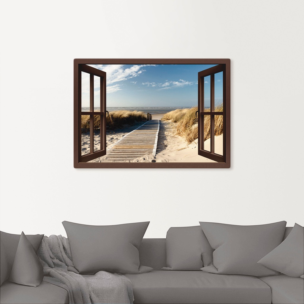 Artland Wandbild "Fensterblick Nordseestrand auf Langeoog", Fensterblick, ( günstig online kaufen