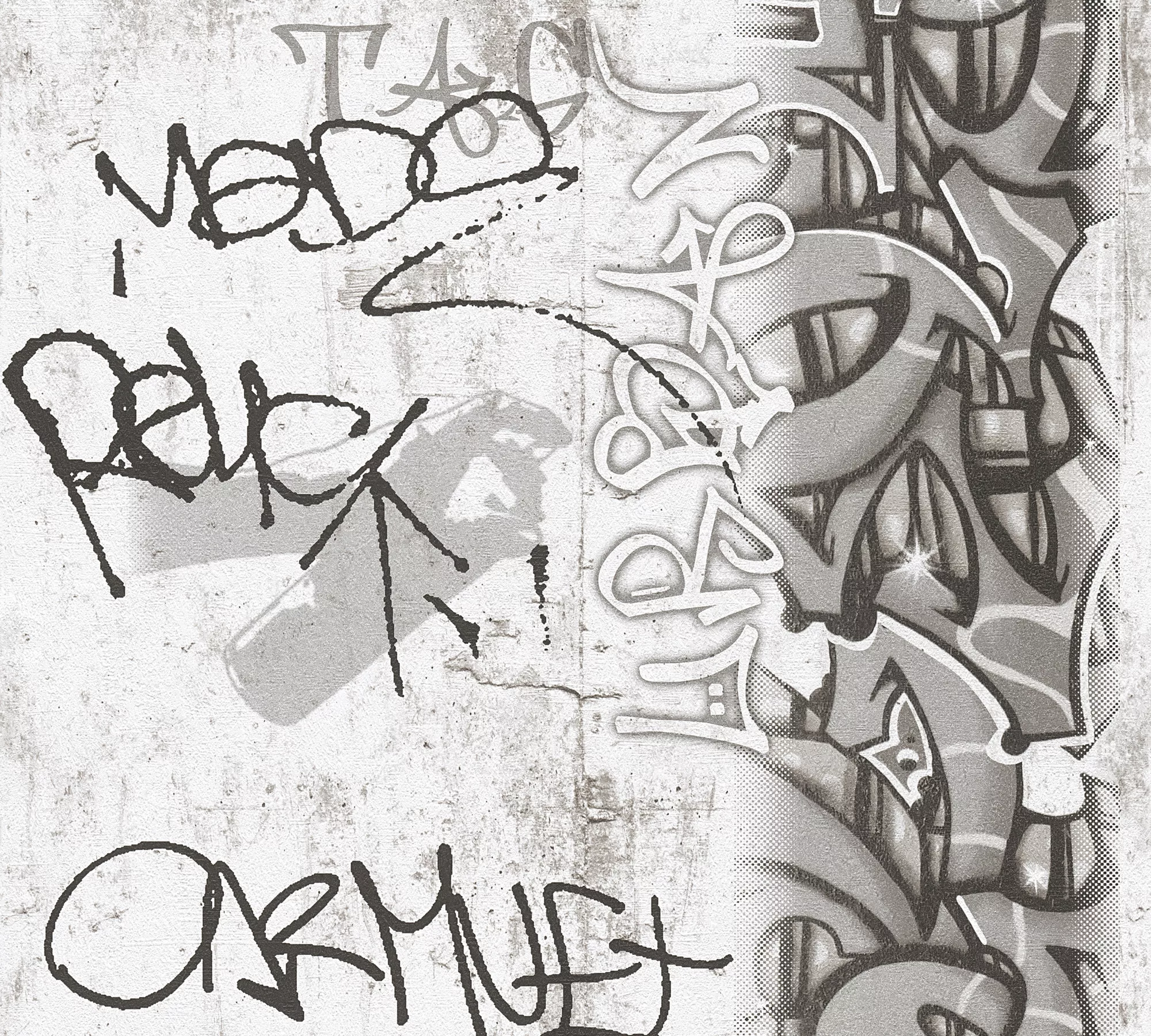 Bricoflor Graffiti Tapete Schwarz Weiß Papier Kindertapete Grau Ideal für J günstig online kaufen