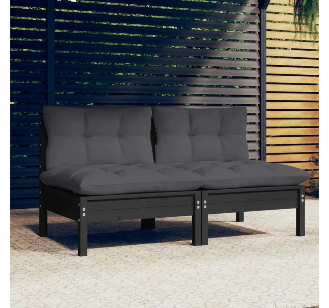 vidaXL Loungesofa 2-Sitzer-Gartensofa mit Anthrazit Kissen Massivholz Kiefe günstig online kaufen