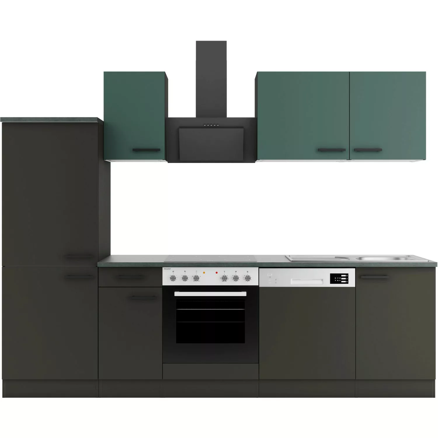OPTIFIT Verona405/Madrid420 Küchenzeile 270 cm Steingrün / Anthrazit günstig online kaufen