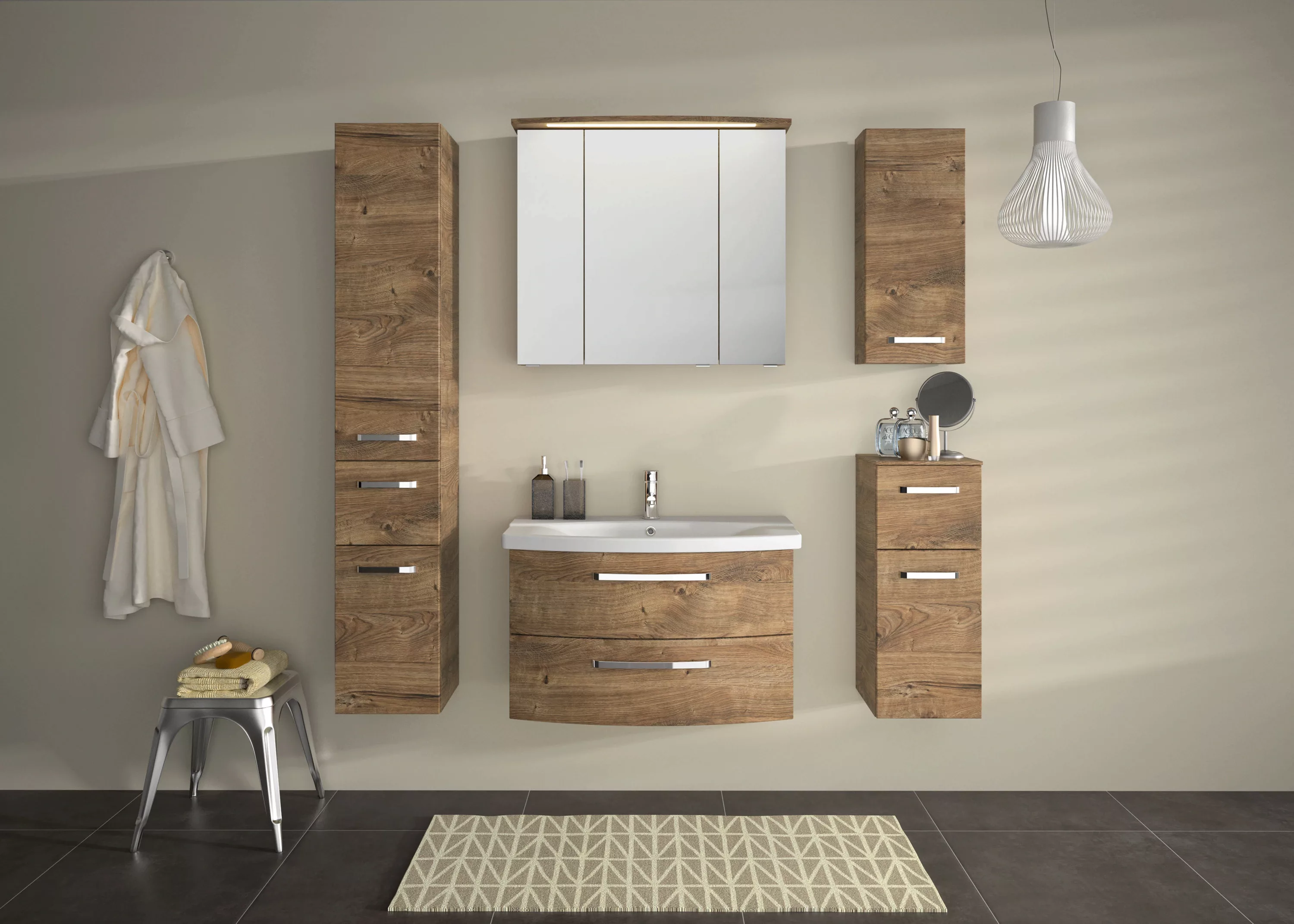 Saphir Hochschrank "Serie 4010 Badschrank 30 cm breit, mit 2 Türen und 1 Sc günstig online kaufen