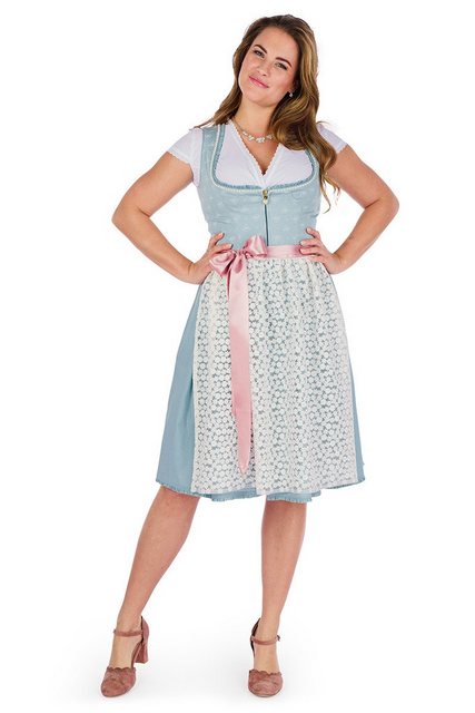 Alpenfee Tracht Dirndl Midi Dirndl 2tlg. - AMY - hellblau günstig online kaufen