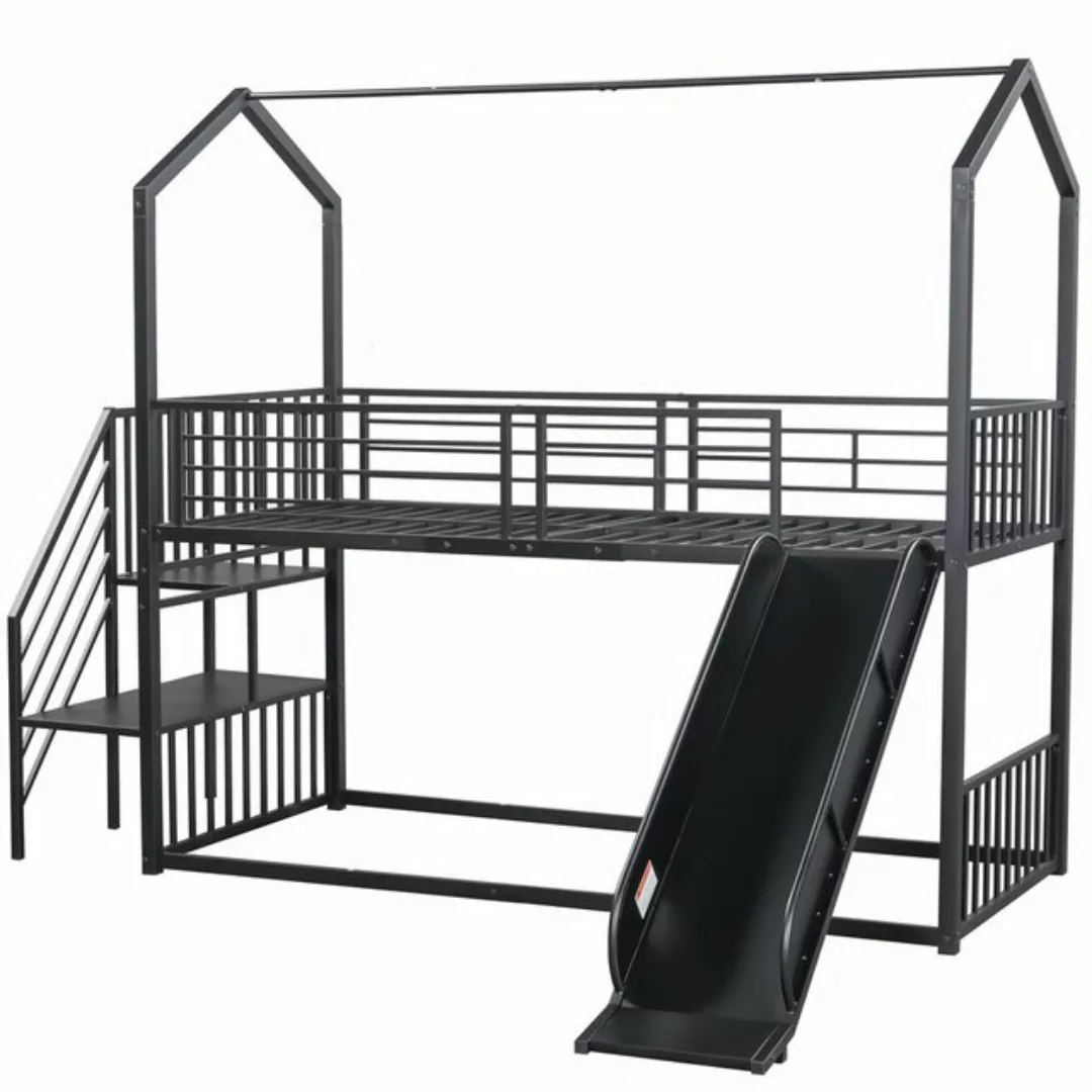 XDeer Etagenbett 90*200cm Etagenbett, Eisenrahmenbett mit Schiebetreppe, Ha günstig online kaufen