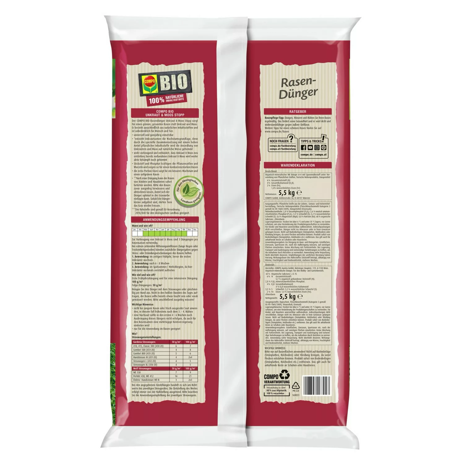 Compo Bio-Rasendünger Unkraut & Moos Stopp 5,5 kg günstig online kaufen