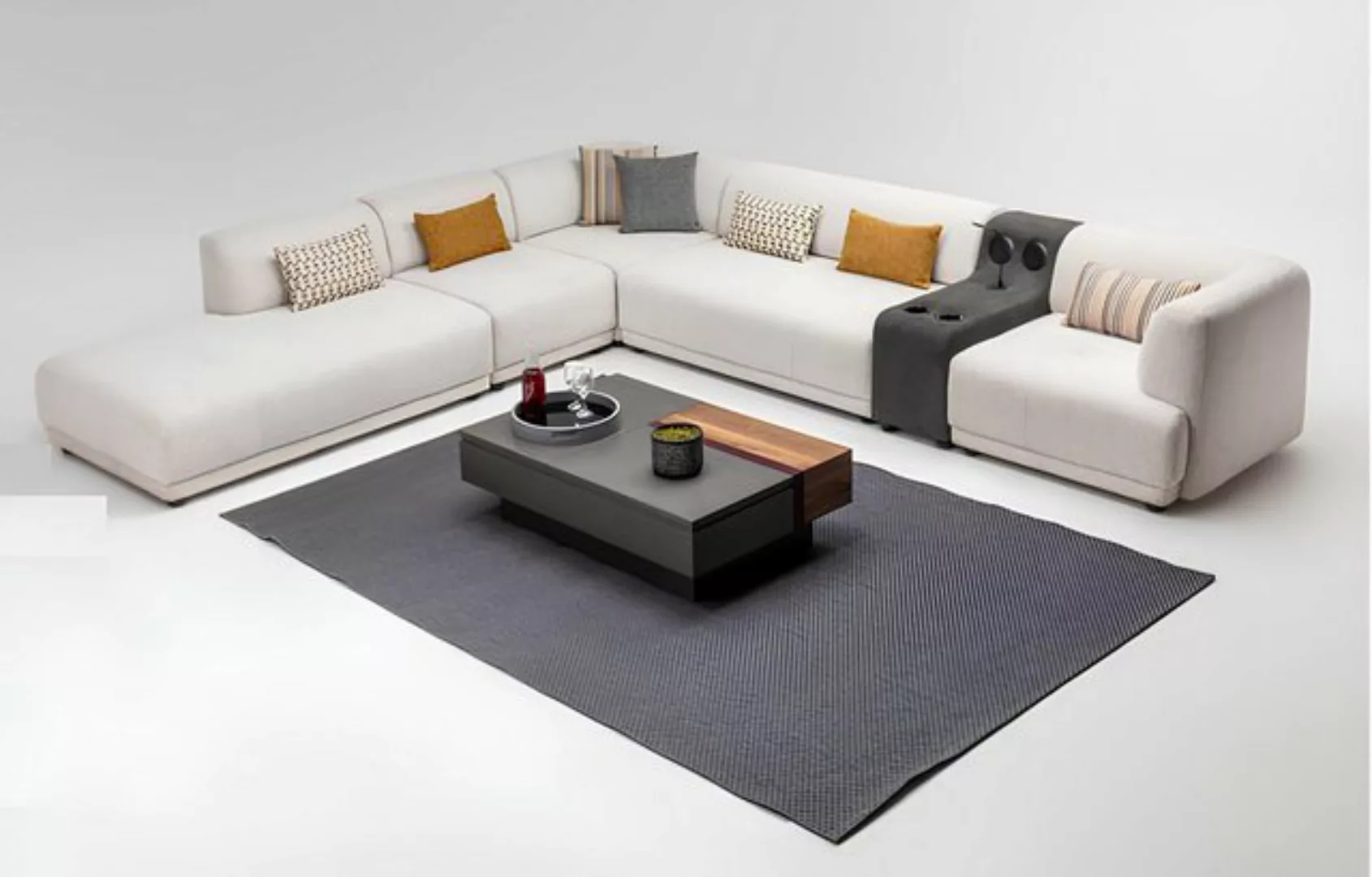 Xlmoebel Ecksofa Ecksofa mit L-Form aus Stoff in Beige - Modulares Polsters günstig online kaufen