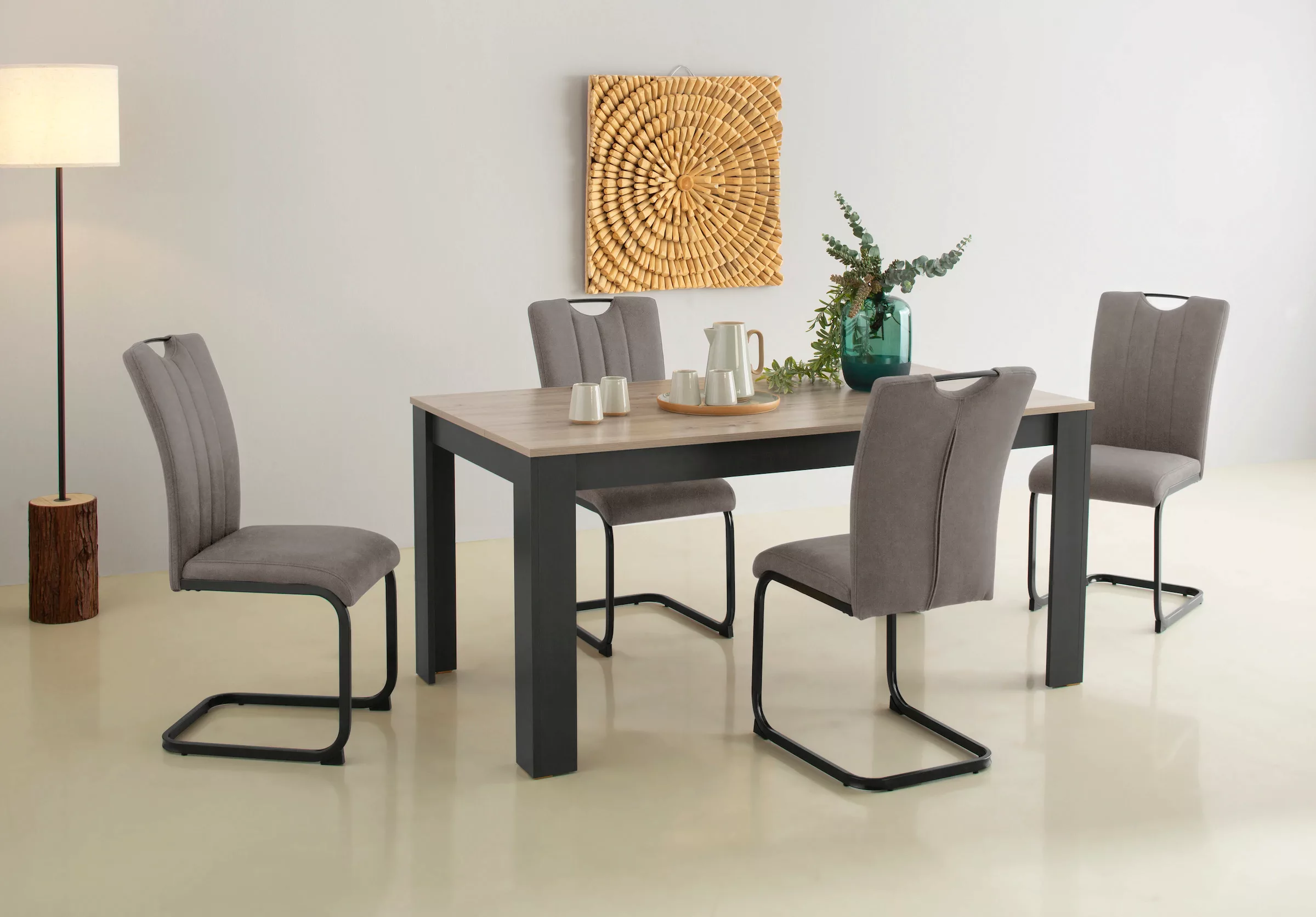 Home affaire Essgruppe "Napoli", (Set, 5 tlg., 4 Freischwinger + 1 Esstisch günstig online kaufen