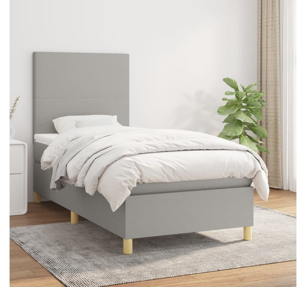 furnicato Bett Boxspringbett mit Matratze Hellgrau 80x200 cm Stoff günstig online kaufen