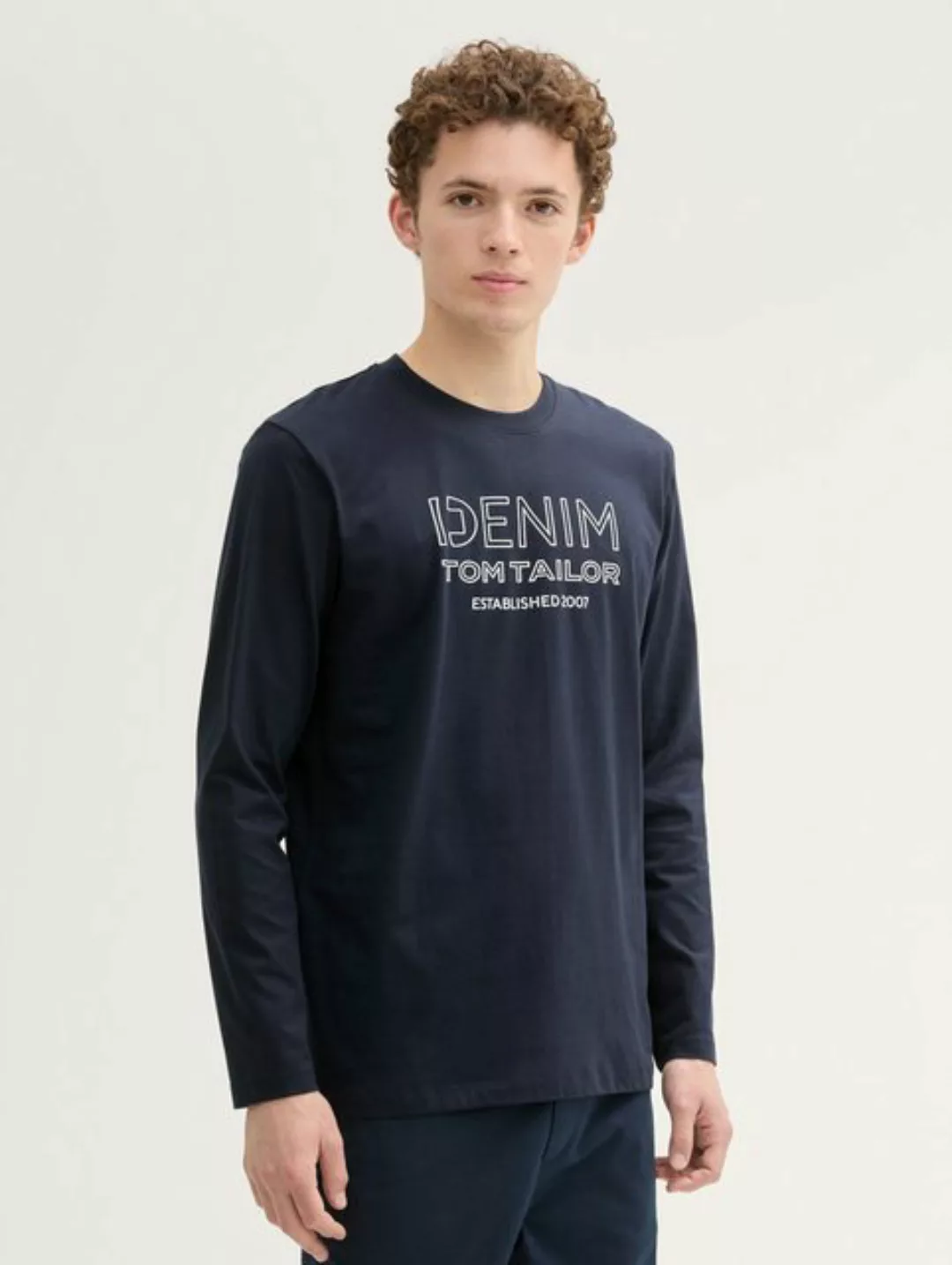 TOM TAILOR Denim T-Shirt Langarmshirt mit Logo Print günstig online kaufen