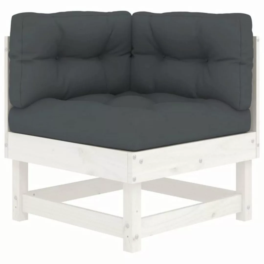 vidaXL Sofaelement Ecksofa mit Kissen Weiß Massivholz Kiefer (1 St) günstig online kaufen