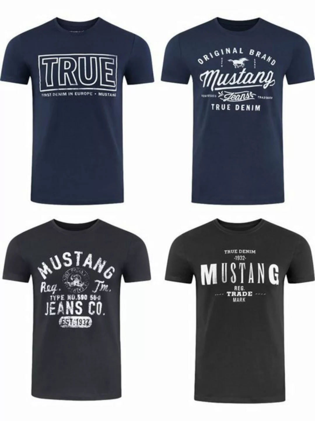 Mustang Herren T-Shirt Mustang Mehrfarbig Rundhals Regular Fit S bis 6XL 4e günstig online kaufen