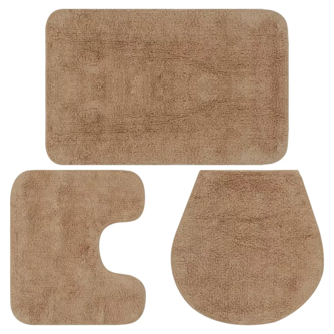 Vidaxl Badematten-set 3-tlg. Stoff Beige günstig online kaufen