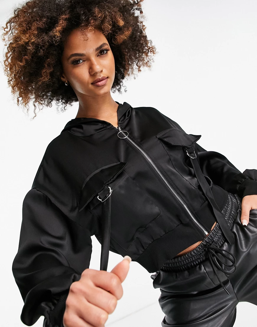 I Saw It First – Bomberjacke in Schwarz mit Ringdetail günstig online kaufen