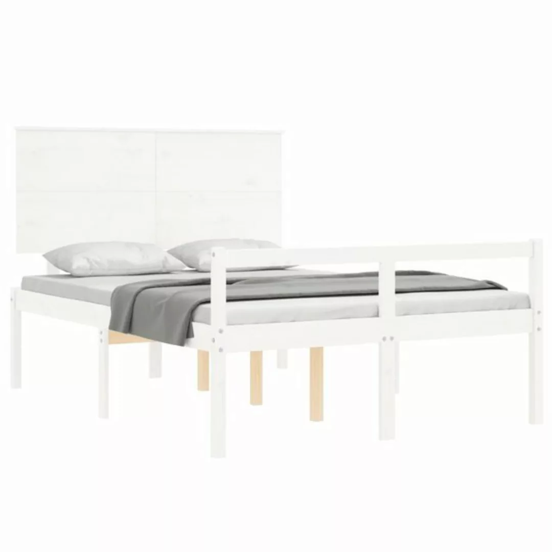 furnicato Bett Seniorenbett mit Kopfteil 120x200 cm Weiß Massivholz (1-tlg) günstig online kaufen