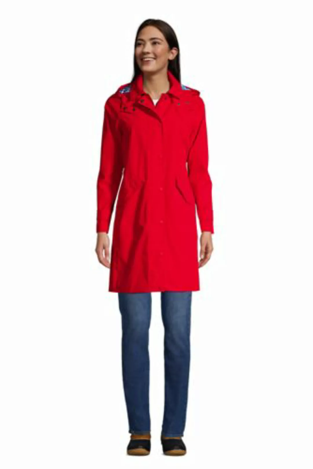 Regenmantel mit Kapuze, Damen, Größe: L Normal, Rot, Polyester, by Lands' E günstig online kaufen