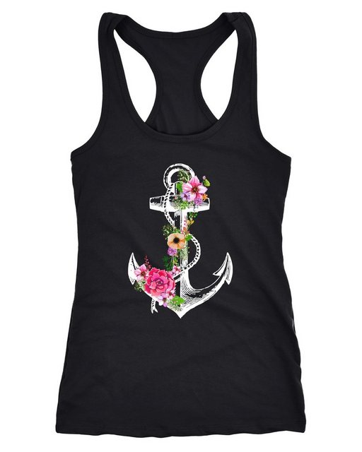 Neverless Tanktop Damen Tank-Top Blumen Anker Flower Anchor Watercolor Race günstig online kaufen