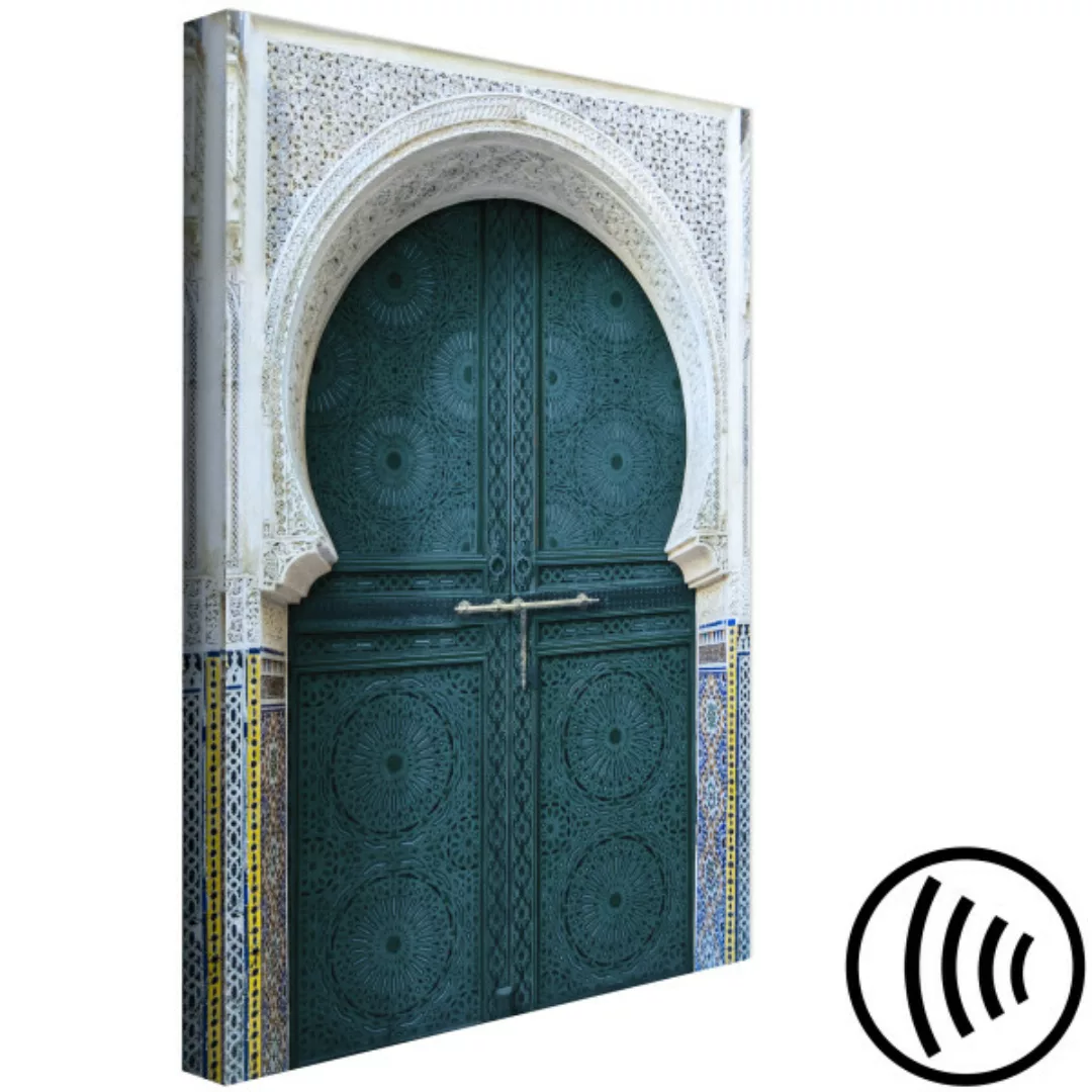 Wandbild Marokkanische, türkisfarbene Tür - Foto der ethnischen Architektur günstig online kaufen