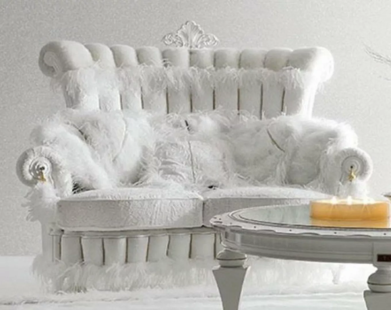 Casa Padrino Sofa Luxus Barock Sofa Weiß / Gold - Prunkvolles Wohnzimmer So günstig online kaufen