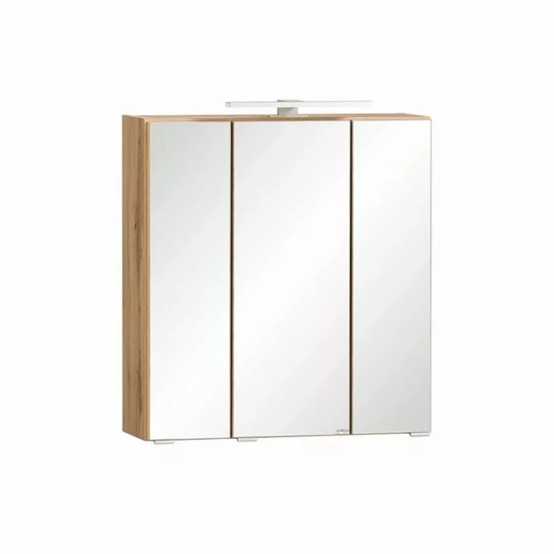Spiegelschrank 60cm mit LED Aufsatzleuchte VASTO-03-WHITE in Wotan Eiche Nb günstig online kaufen