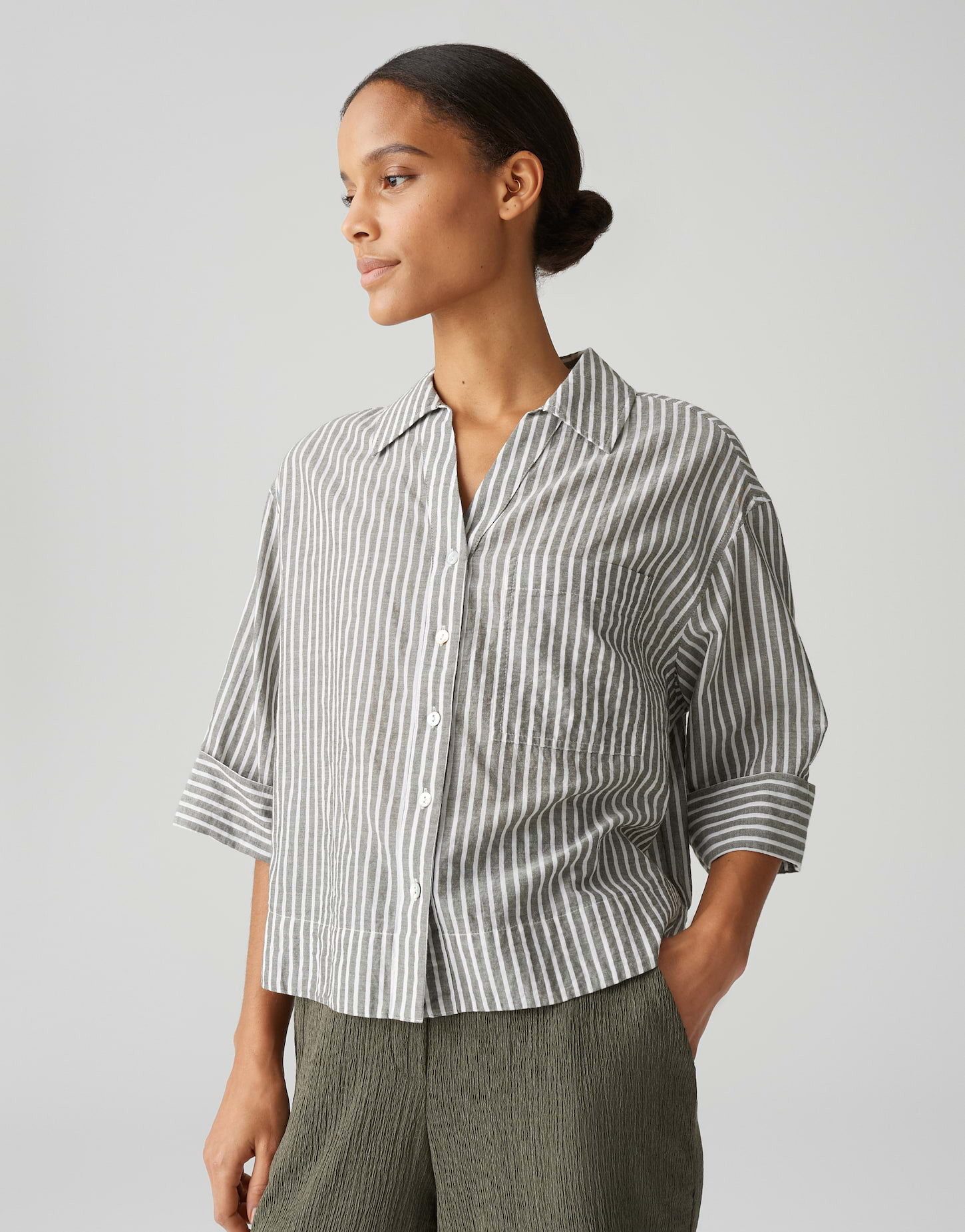 OPUS Kurzarmbluse FRICA Loose in Chambray günstig online kaufen