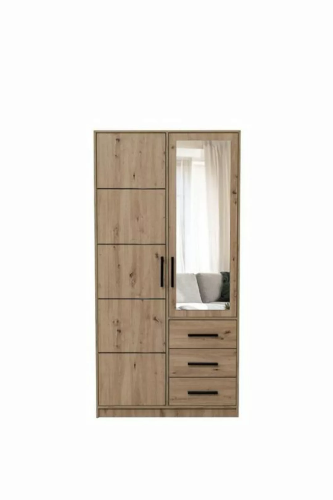 Marmex Möbel Kleiderschrank KOS D2 zweitürig mit Spiegel und Schubladen günstig online kaufen