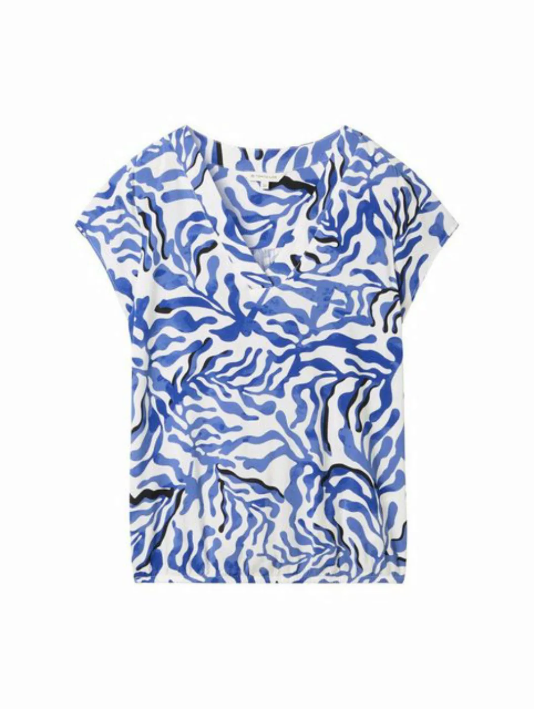 TOM TAILOR Langarmbluse Gemusterte Bluse mit V-Ausschnitt günstig online kaufen