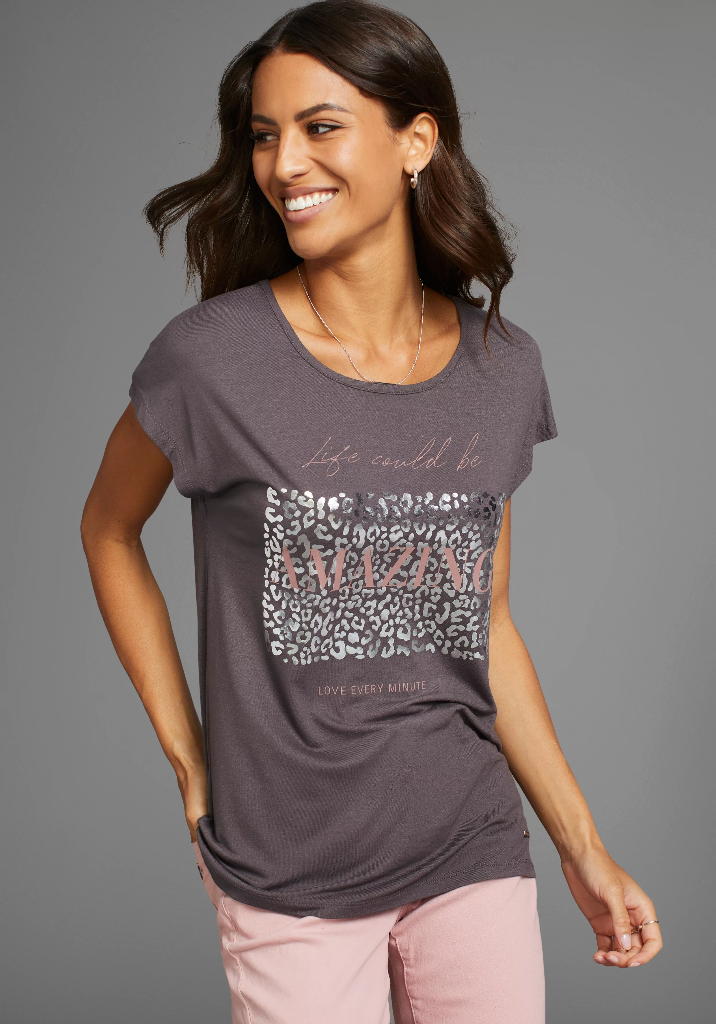 Laura Scott T-Shirt mit modischem Folienprint günstig online kaufen