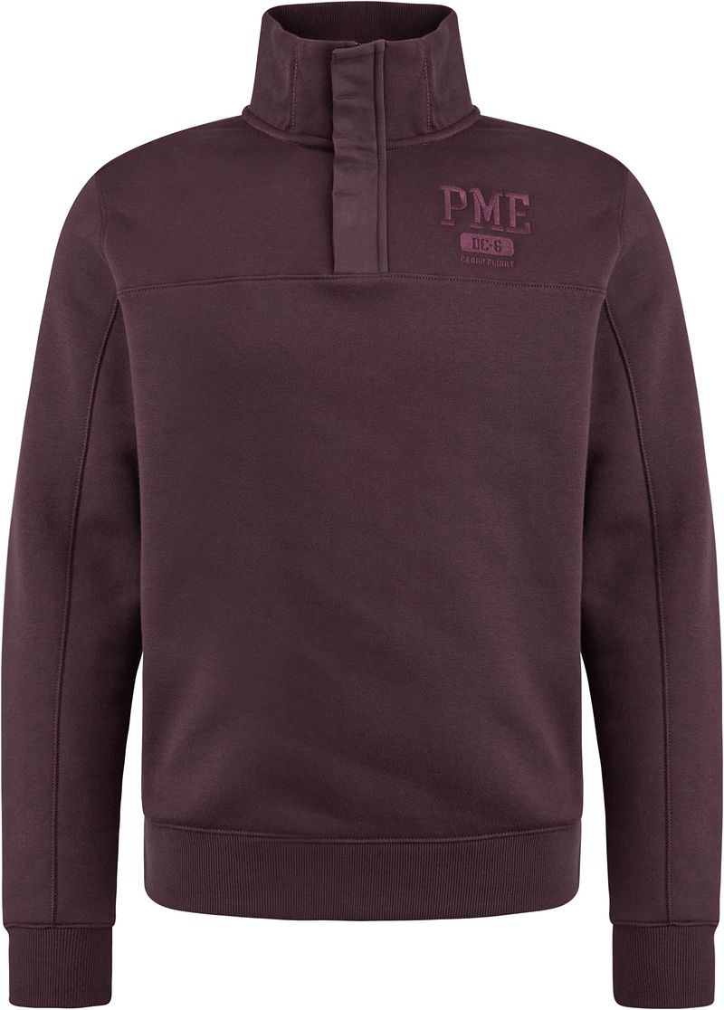 PME Legend Pullover mit halber Knopfleiste und Reißverschluss Bordeaux  - G günstig online kaufen