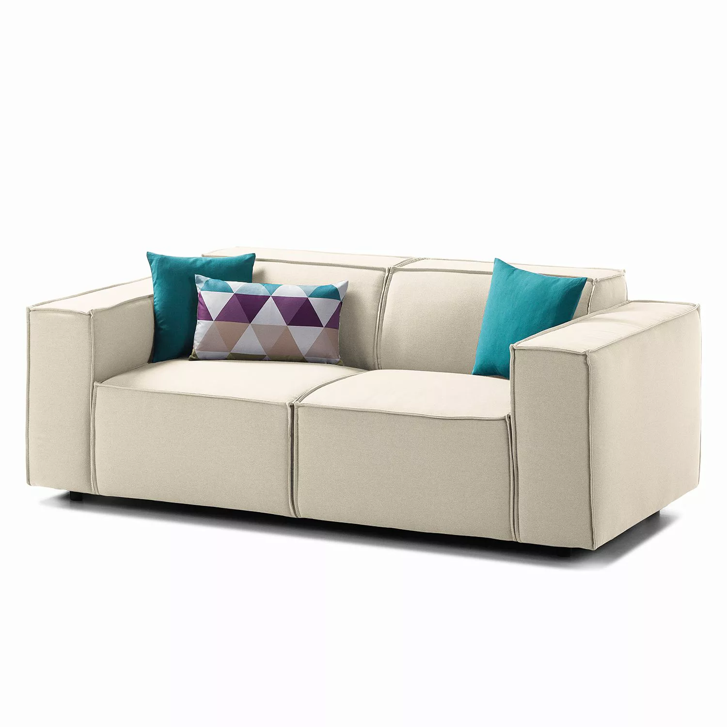home24 Sofa Kinx 2-Sitzer Altweiß Strukturstoff 189x72x96 cm (BxHxT) Modern günstig online kaufen